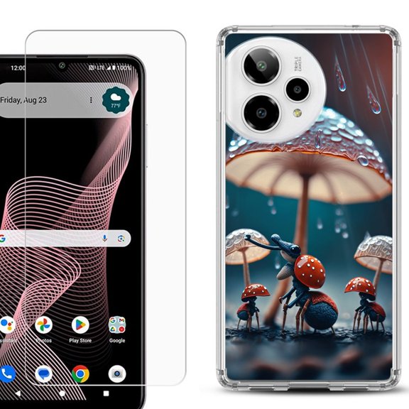 Phone Case for Cricket Icon Plus 2026, with Screen Protector, by OneToughShield - Ant n Mushroom