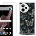 thumbnail image 1 of Phone Case for Cricket Icon Plus 2026, with Screen Protector, by OneToughShield - Butterfly BW, 1 of 5