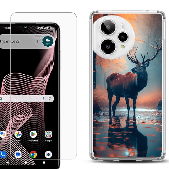 Phone Case for Cricket Icon Plus 2026, with Screen Protector, by OneToughShield - Deer Autumn