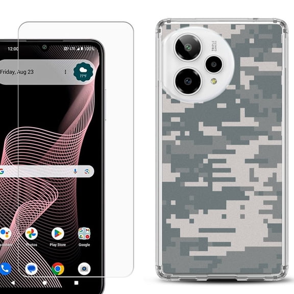 Phone Case for Cricket Icon Plus 2026, with Screen Protector, by OneToughShield - Digital Camo