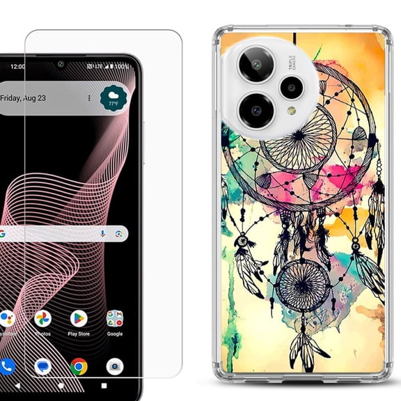 Phone Case for Cricket Icon Plus 2026, with Screen Protector, by OneToughShield - Dream Catcher Color