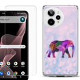 thumbnail image 1 of Phone Case for Cricket Icon Plus 2026, with Screen Protector, by OneToughShield - Elephant /Polygon, 1 of 5