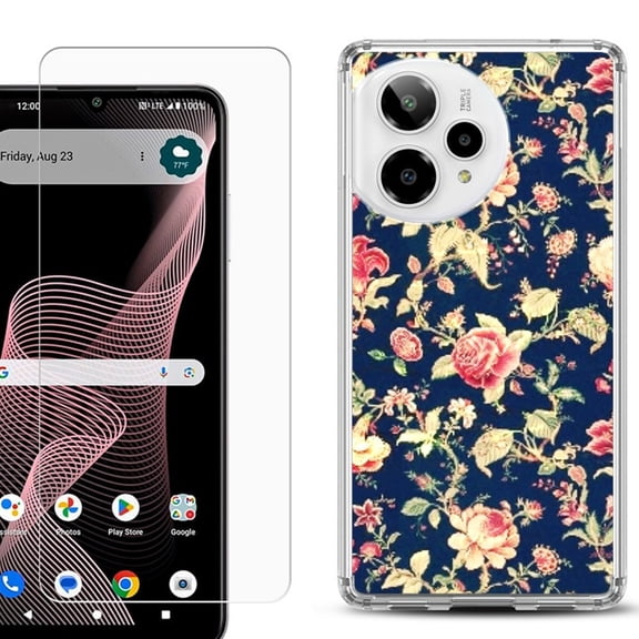 Phone Case for Cricket Icon Plus 2026, with Screen Protector, by OneToughShield - Floral Garden
