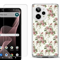 Phone Case for Cricket Icon Plus 2026, with Screen Protector, by OneToughShield - Floral/Rose