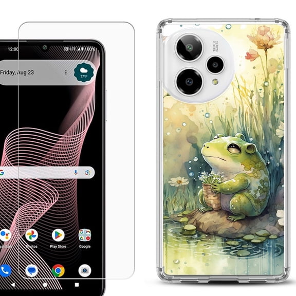 Phone Case for Cricket Icon Plus 2026, with Screen Protector, by OneToughShield - Frog