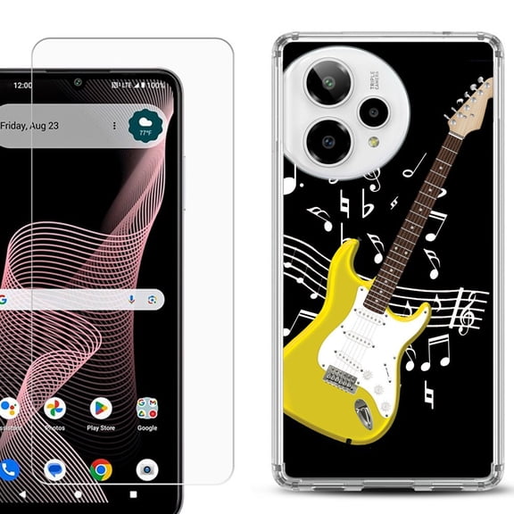 Phone Case for Cricket Icon Plus 2026, with Screen Protector, by OneToughShield - Guitar Yellow