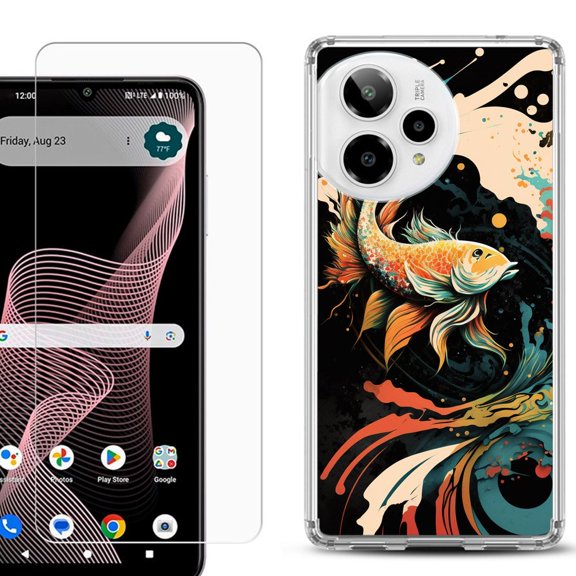 Phone Case for Cricket Icon Plus 2026, with Screen Protector, by OneToughShield - Koi Fish