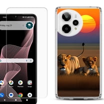 Phone Case for Cricket Icon Plus 2026, with Screen Protector, by OneToughShield - Lion Sunset