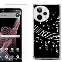 Phone Case for Cricket Icon Plus 2026, with Screen Protector, by OneToughShield - Music Notes / Black