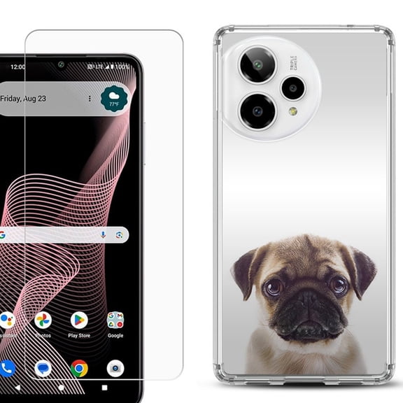 Phone Case for Cricket Icon Plus 2026, with Screen Protector, by OneToughShield - Pug Face