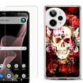 thumbnail image 1 of Phone Case for Cricket Icon Plus 2026, with Screen Protector, by OneToughShield - Rose Skull, 1 of 5