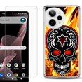 thumbnail image 1 of Phone Case for Cricket Icon Plus 2026, with Screen Protector, by OneToughShield - Skull Flames, 1 of 5