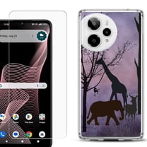 Phone Case for Cricket Icon Plus 2026, with Screen Protector, by OneToughShield - Twilight Safari