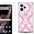 thumbnail image 1 of Phone Case for Cricket Icon Plus 2026, with Screen Protector, by OneToughShield - Victorian White/Pink, 1 of 5