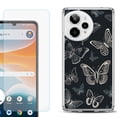 thumbnail image 1 of Phone Case for Cricket Icon Pro 2026, with Screen Protector, by OneToughShield - Butterfly BW, 1 of 5