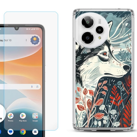 Phone Case for Cricket Icon Pro 2026, with Screen Protector, by OneToughShield - Calm Husky