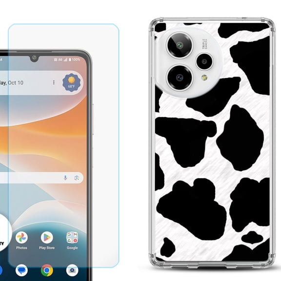 Phone Case for Cricket Icon Pro 2026, with Screen Protector, by OneToughShield - Cow Skin Design