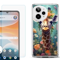 Phone Case for Cricket Icon Pro 2026, with Screen Protector, by OneToughShield - Giraffe Flower