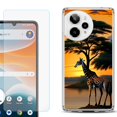 thumbnail image 1 of Phone Case for Cricket Icon Pro 2026, with Screen Protector, by OneToughShield - Giraffe Sunset, 1 of 5