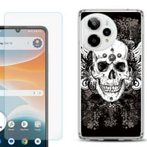 Phone Case for Cricket Icon Pro 2026, with Screen Protector, by OneToughShield - Grunge Skull