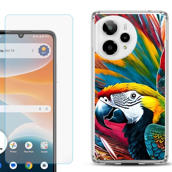 Phone Case for Cricket Icon Pro 2026, with Screen Protector, by OneToughShield - Macaw