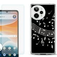 thumbnail image 1 of Phone Case for Cricket Icon Pro 2026, with Screen Protector, by OneToughShield - Music Notes / Black, 1 of 5