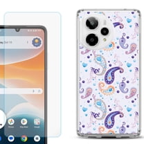 Phone Case for Cricket Icon Pro 2026, with Screen Protector, by OneToughShield - Paisley Purple