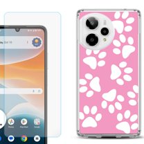 Phone Case for Cricket Icon Pro 2026, with Screen Protector, by OneToughShield - Pet Paw/ Pink