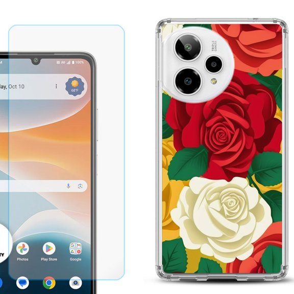 Phone Case for Cricket Icon Pro 2026, with Screen Protector, by OneToughShield - Radiant Rose