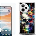 thumbnail image 1 of Phone Case for Cricket Icon Pro 2026, with Screen Protector, by OneToughShield - Skull Flower, 1 of 5