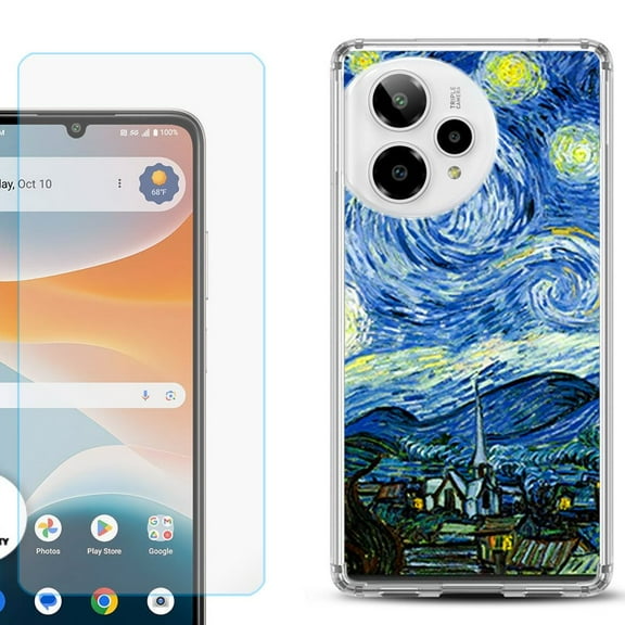 Phone Case for Cricket Icon Pro 2026, with Screen Protector, by OneToughShield - Starry Night France