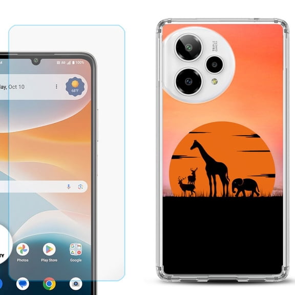 Phone Case for Cricket Icon Pro 2026, with Screen Protector, by OneToughShield - Sunset Safari