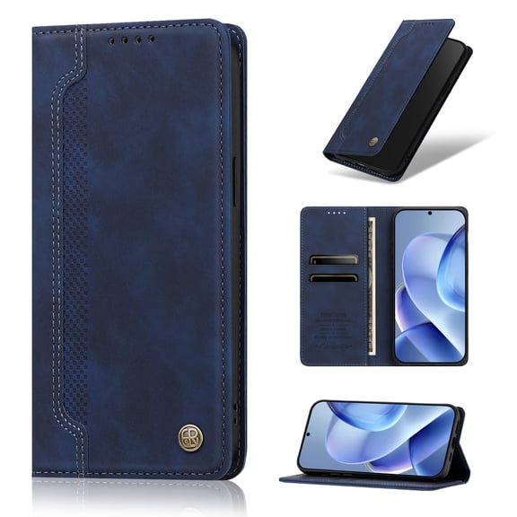 Phone Case for Doogee Note 58 / Note 58 Pro, Flip Wallet PU Leather Case with Card Slots Kickstand Shockproof Magnetic Cover, Dark Blue