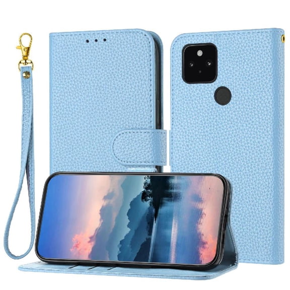 Phone Case for Google Pixel 5 XL Flip Folio Wallet PU Lether Litch Pattern Card Slots Holder