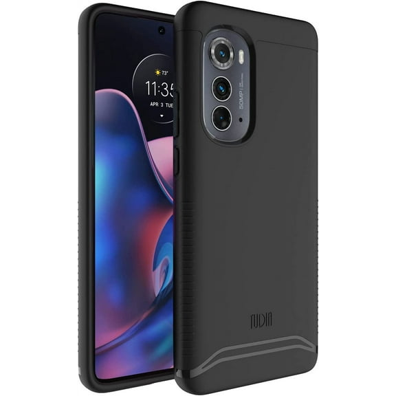 TUDIA Merge Motorola Edge 2022 Case Dual Layer Slim Shockproof Heavy Duty - Matte Black