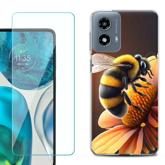 Phone Case for Motorola Moto G 5G 2024, with Tempered Glass Screen Protector, by OneToughShield - Bee