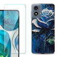 thumbnail image 1 of Phone Case for Motorola Moto G 5G 2024, with Tempered Glass Screen Protector, by OneToughShield - Blue Rose, 1 of 3