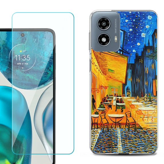 Phone Case for Motorola Moto G 5G 2024, with Tempered Glass Screen Protector, by OneToughShield - Cafe Terrace
