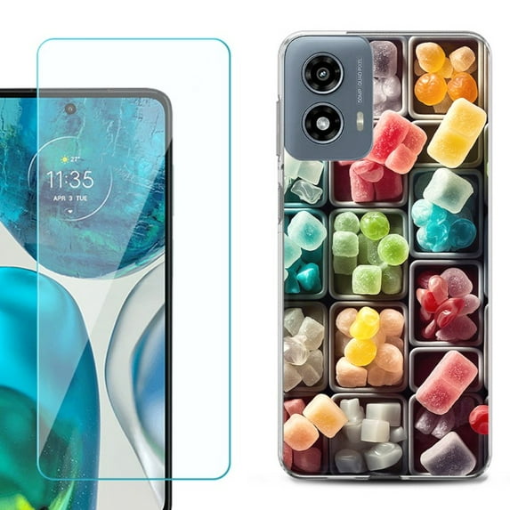 Phone Case for Motorola Moto G 5G 2024, with Tempered Glass Screen Protector, by OneToughShield - Candy Box