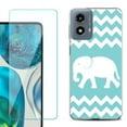 thumbnail image 1 of Phone Case for Motorola Moto G 5G 2024, with Tempered Glass Screen Protector, by OneToughShield - Chevron/Elephant, 1 of 3