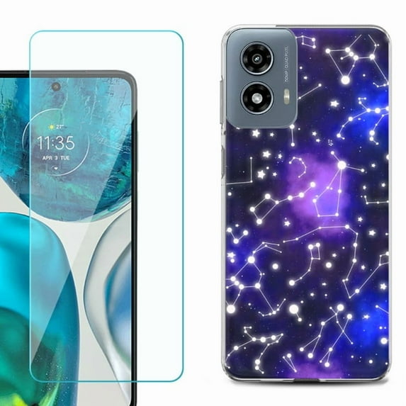 Phone Case for Motorola Moto G 5G 2024, with Tempered Glass Screen Protector, by OneToughShield - Constellations