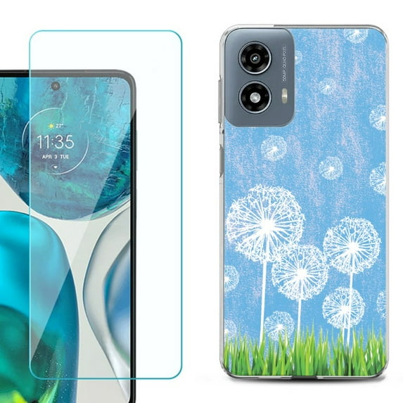 Phone Case for Motorola Moto G 5G 2024, with Tempered Glass Screen Protector, by OneToughShield - Dandelion Sky