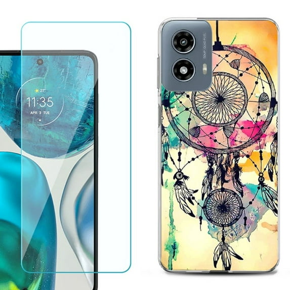 Phone Case for Motorola Moto G 5G 2024, with Tempered Glass Screen Protector, by OneToughShield - Dream Catcher Color