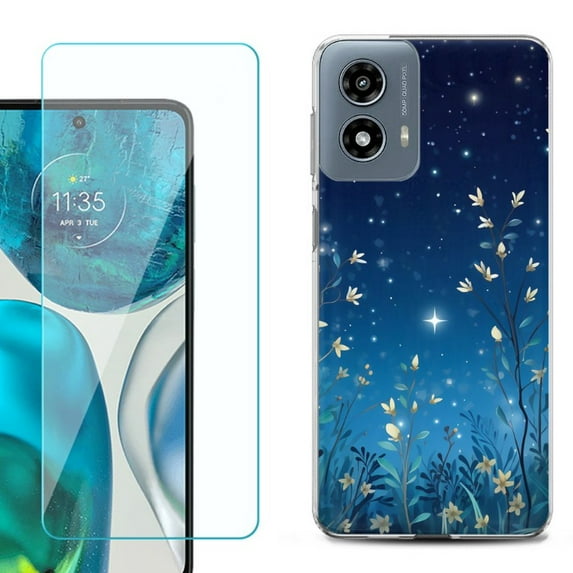Phone Case for Motorola Moto G 5G 2024, with Tempered Glass Screen Protector, by OneToughShield - Fanciful Night