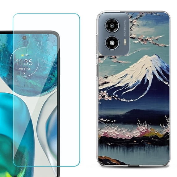Phone Case for Motorola Moto G 5G 2024, with Tempered Glass Screen Protector, by OneToughShield - Fuji Blossom