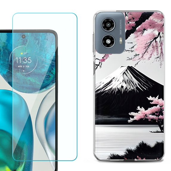 Phone Case for Motorola Moto G 5G 2024, with Tempered Glass Screen Protector, by OneToughShield - Fuji Sakura