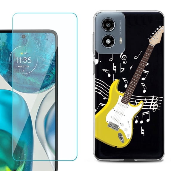Phone Case for Motorola Moto G 5G 2024, with Tempered Glass Screen Protector, by OneToughShield - Guitar Yellow
