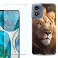 thumbnail image 1 of Phone Case for Motorola Moto G 5G 2024, with Tempered Glass Screen Protector, by OneToughShield - Lion, 1 of 3