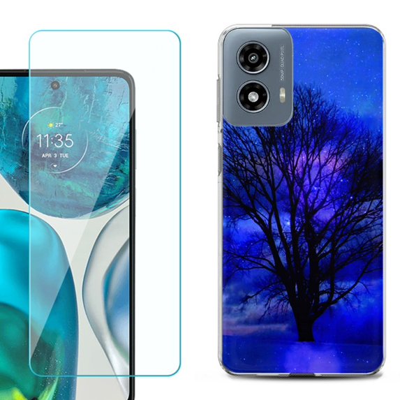 Phone Case for Motorola Moto G 5G 2024, with Tempered Glass Screen Protector, by OneToughShield - Night Tree