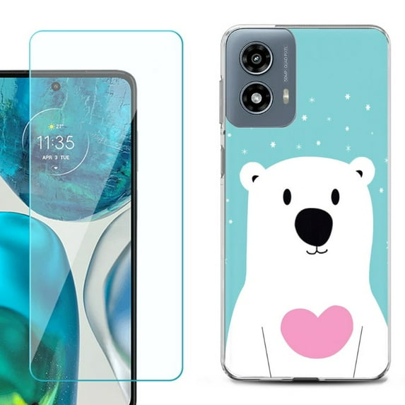 Phone Case for Motorola Moto G 5G 2024, with Tempered Glass Screen Protector, by OneToughShield - Pola Bear